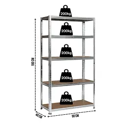 Стелаж LEOBRO Premium 180 х 90 х 40 см, 200кг/полиця, 5 полиць (LB-R106)