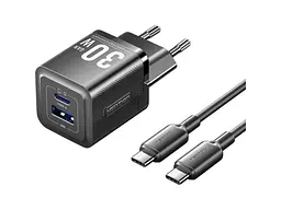 Мережевий зарядний пристрій Vention GaN III 30 W Type-C cable Black (TZ-FEQB0-EU-01)