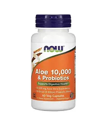 Алое вера та пробіотики Now Foods (Aloe 10000 and Probiotics) 60 капсул