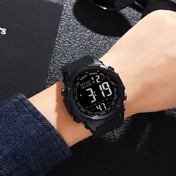 Чоловічий наручний годинник 1845BK All Black Skmei acs0030545 - мініатюра 3