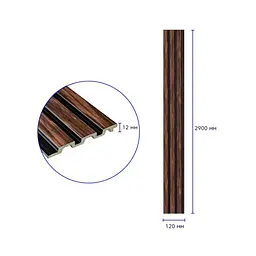 Рейка декоративна Wall Sticker PS 2900х120х12 мм Темний горіх SW-00001745 - мініатюра 5