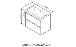 Тумба з раковиною AM.PM X-Joy підвісна 65, білий глянець M85-FHX0653-WC0653WG38, Білий - мініатюра 2