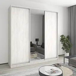Шафа-купе тридверна MebelStar Стандарт AL 2ДСП/Дзеркало 230x45x240 см Аляска сірий (MBS-1855)