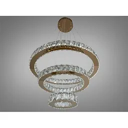 Кришталева LED люстра Linisoln 7201F/650+450+250 FG у золоті, 3 кільця, 140 W - мініатюра 2
