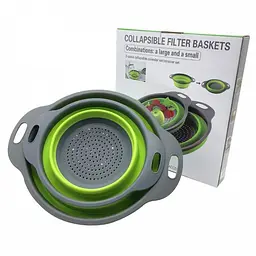 Друшляк силіконовий складаний великий + маленький Collapsible filter baskets - мініатюра 4