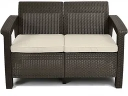 Диван садовий Keter Corfu II Love seat пластиковий коричневий - мініатюра 2