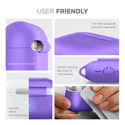 Силіконовий чохол для навушників Apple AirPods 4, Hang Case, фіолетовий, ультратонкий захисний кейс товщиною 2 мм, захист від подряпин, пилу та ударів, компактний, з карабіном для кріплення, ArmorStandart (ARM81292) - мініатюра 5