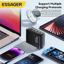 Зарядний адаптер блок Essager 100 W ES-CD37 2C+2U чорний - мініатюра 5