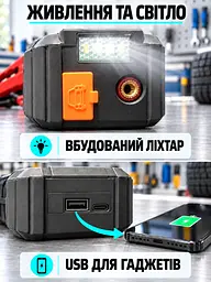 Автомобільний пусковий пристрій з компресором 4 в 1 150 PSI для автомобіля Чорний (37261536) - мініатюра 9