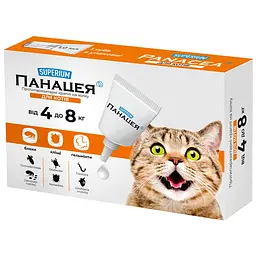 СУПЕРІУМ Панацея, протипаразитарні краплі на холку для котів, 4-8 кг