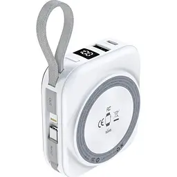 Зовнішній акумулятор Choetech Magnetic Wireless B697-WH 10000mAh 22.5W White [156579] - мініатюра 2