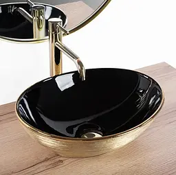 Умивальник Rea Sofia brushed gold black накладний REA-U3310, Золотий - мініатюра 2
