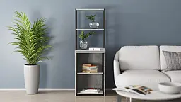 Стіл-тумба трансформер Смарт 3/2 з етажеркою Ferrum-decor 1430x1450x600 Чорний метал ДСП Бетон 16 мм (FRD-105122) - мініатюра 6