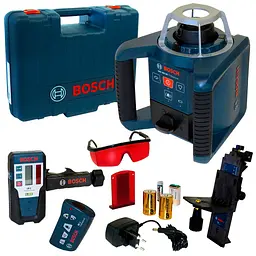 Ротаційний лазерний нівелір Bosch Professional GRL 300 HV в чемодані з приймачем LR1, пультом RC1, тримачем WM 4, з/у, окулярами, мішенню