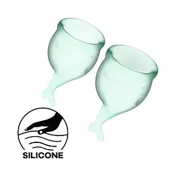 Satisfyer Feel Secure-набір менструальних чаш, 15 мл і 20 мл (світло-зелений) - мініатюра 2