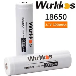 Акумулятор 18650 Wurkkos 3000 mAh літій-іонний Li-Ion для потужних ліхтариків 3,6V Випуклий плюс (19298) - мініатюра 3