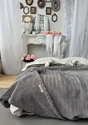 Покрывало Zeintex Palermo махровое хлопковое серое 210х280 см - миниатюра 9