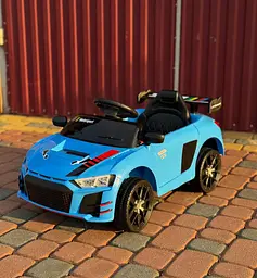 Дитячий електромобіль PRIMA CAR Cabrio 6V 5A (спойлер, пульт, LED-фари, звук, відкривні двері, педаль газу), Синій - мініатюра 5