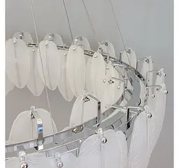 Велика підвісна люстра Artlight 21824-800CH хромована кругла на 16 ламп E14 з матовим скляним пір'ям - мініатюра 7