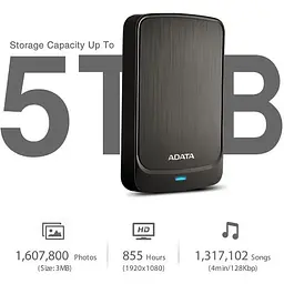 Зовнішній жорсткий диск Adata HV320 4TB Slim 4 ТБ USB 3.2 Gen1 (чорний) - мініатюра 5