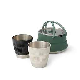 Набір посуду Sea to Summit Detour Stainless Steel Kettle Cook Set (чайник+2 чашки) Сірий-Зелений