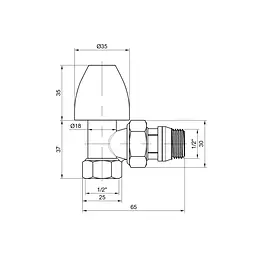 Кран радіаторний SD Plus 1/2" ВЗ з антипротіканням кутовий SD228W15 - мініатюра 2