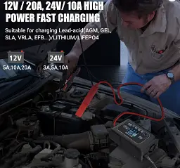 Автоматичний зарядний пристрій HTRC P20 Імпульсний, функція ремонту Repair, десульфатор 12V 20A-24V 10A LiFePO4, AGM, GEL (19524) - мініатюра 6