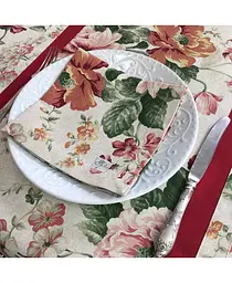 Серветка Прованс Глорія, 40х40 см, Троянда, червоний із зеленим (15416) - мініатюра 2