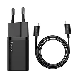Набір зарядний і кабель Baseus 25W Type-C Super Si Quick Charger Set (TZCCSUP-L01) чорний
