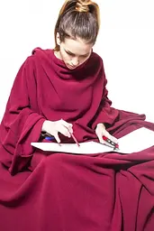 Теплий плед із рукавами флісовий Снаггі Ковдра-плед дитячий Snuggie 107х137 см бордовий - мініатюра 2