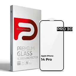 Захисне скло на Apple iPhone 14 Pro з олеофобним покриттям, Pro 3d, повне проклеювання, антистатичний і пиловідштовхуючий шар, 9H, самоклеючеся, 3D, на весь екран, антистатичний клей, оригінал ArmorStandart (ARM66355)