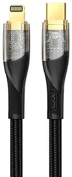 USB Кабель XO NB-Q223A Type-C-Lightning Прозорий Золотистий Plated 27W 1.0m Чорний