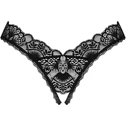 Мереживні стрінги Obsessive Donna Dream crotchless Thong XS/S Black, відкритий доступ - мініатюра 3