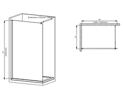 Душова перегородка Mixxus Premium Flat SP01-120x200-TR хром Walk-In прозоре скло 8 мм MI6852, прозоре, хром - мініатюра 2