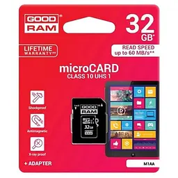 Карта пам'яті GoodRam MicroSDHC 32GB UHS-I Class 10 + SD-adapter (M1AA-0320R12) - мініатюра 2