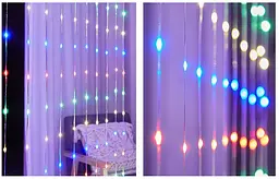Гірлянда штора LED Star Sun Lamp великі краплі роси 3х2.5 метра 200 LED RGB з пультом - мініатюра 2