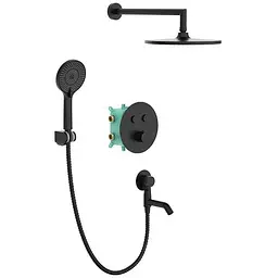 Душова система прихованого монтажу з термостатом Koer KB-67012-05 KR4729, Чорний матовий