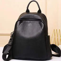 Жіночий класичний шкіряний рюкзак чорний міського типу 85378 Tiding Bag - мініатюра 2