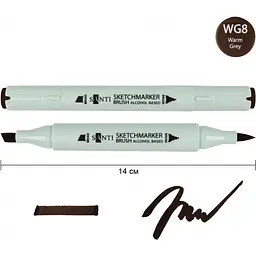 Маркер спиртовий Santi Brush SA-WG8 теплий сірий 8, 6 шт. (390945) - мініатюра 2