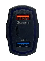 Автомобільний зарядний пристрій XON UniLink Type-C 15W (PD15) + QC3.0 + 5V/3.1A Black (CU2A1C30QB 3425) - мініатюра 2