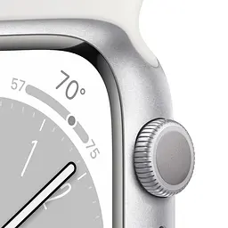 Apple Watch Series 8 GPS, 45mm, Silver, Спортивний ремінець білого кольору (Grade C) Seller Refurbished - мініатюра 3