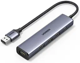 USB-хаб Ugreen CM473 USB 3.0 to 4-Port USB 3.0 Hub Space Gray (20805)