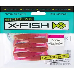 Силікон X-Fish Minnox 3" Lox Rose Red & Black Flake (6шт/уп) - мініатюра 2