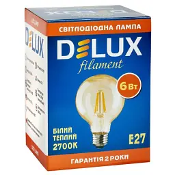Лампочка Delux Globe G95 6Вт E27 2700К amber filament (90016727) - мініатюра 2