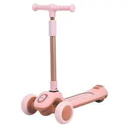 Самокат 2024-pink Maxi-big, метал+пластик, 3колесаПУ,світ,кермо.Bluetooth.підніж.рожевий.бат.кор.