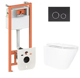 Набір Qtap Nest 4 в 1 підвісний унітаз Swan Ultra Quiet 520x360x320 + комплект інсталяції QT16335180W48194 - мініатюра 1