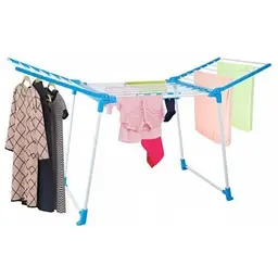 Сушарка для білизни розкладна біла з синім Clothes dryer 154x59x108см - мініатюра 2