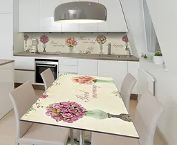 Вінілова наклейка на стіл Be happy самоклеюча букети написи Квіти Бежевий 60х120 см Happy Pocket Z181681
