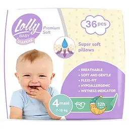 Підгузки Lolly Premium Soft 4 (7-18 кг) 36 шт (4820174981044)