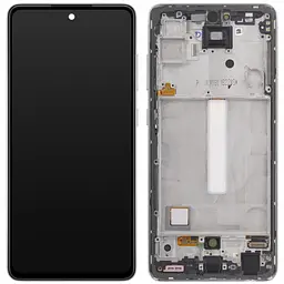 Дисплей Samsung A525 Galaxy A52/A526/A528 чорний, TFT без функції відбитка пальця, з рамкою сріблястого кольору, Awesome White